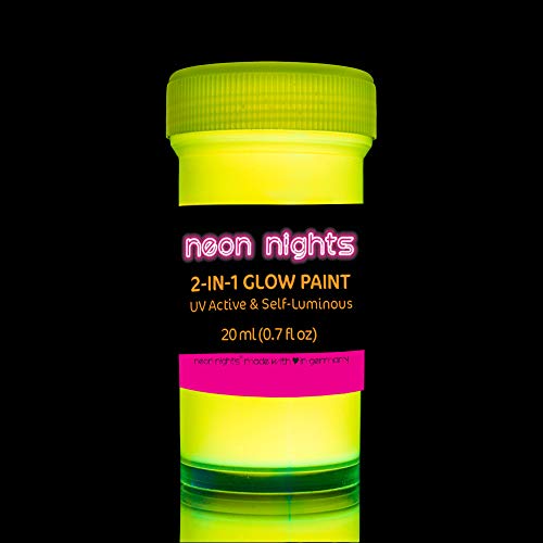2 en 1 neon nights 8 x Pintura Resplandeciente En La Oscuridad Fosforescente Autoluminosa Color Neón Luminiscente