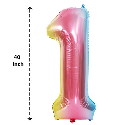 2 Globos Número 17 Arco Iris, Ouceanwin Gigante Foil Globos Numeros 17 Grande Globo de Papel de Alumini, 40" Globo Inflable Helio para Decoraciones de Fiesta de Cumpleaños 17 años Niña Niño