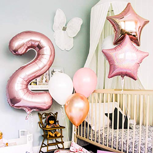 2 Globos Número 29 Oro Rosa, Ouceanwin Gigante Foil Globos Numeros 29 Grande Globo de Papel de Alumini, 40" Globo Inflable Helio para Decoraciones de Fiesta de Cumpleaños 29 Años Señoras (100cm)