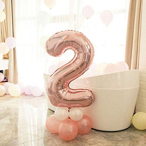 2 Globos Número 29 Oro Rosa, Ouceanwin Gigante Foil Globos Numeros 29 Grande Globo de Papel de Alumini, 40" Globo Inflable Helio para Decoraciones de Fiesta de Cumpleaños 29 Años Señoras (100cm)