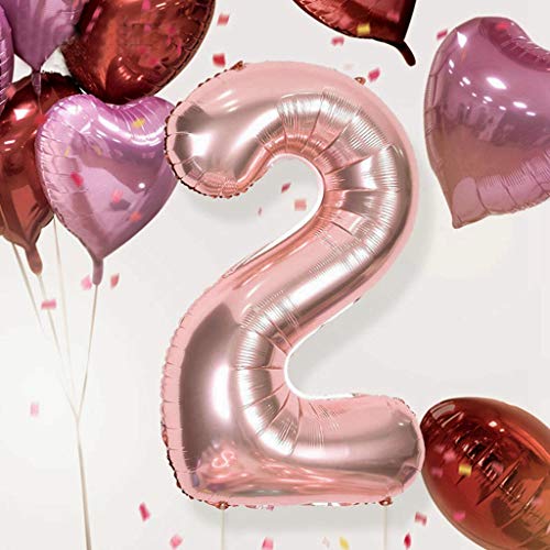2 Globos Número 29 Oro Rosa, Ouceanwin Gigante Foil Globos Numeros 29 Grande Globo de Papel de Alumini, 40" Globo Inflable Helio para Decoraciones de Fiesta de Cumpleaños 29 Años Señoras (100cm)
