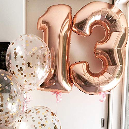 2 Globos Número 31 Oro Rosa, Ouceanwin Gigante Foil Globos Numeros 31 Grande Globo de Papel de Alumini, 40" Globo Inflable Helio para Decoraciones de Fiesta de Cumpleaños 31 Años Señoras (100cm)