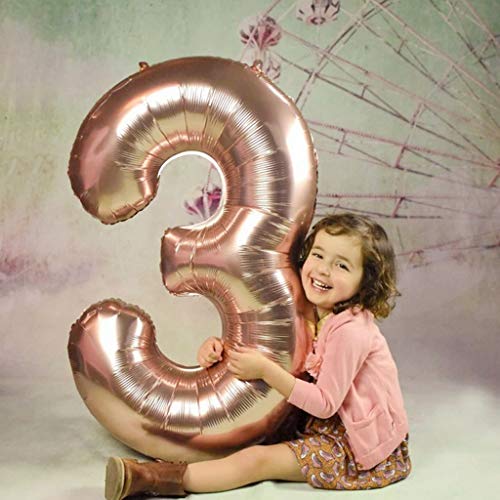 2 Globos Número 31 Oro Rosa, Ouceanwin Gigante Foil Globos Numeros 31 Grande Globo de Papel de Alumini, 40" Globo Inflable Helio para Decoraciones de Fiesta de Cumpleaños 31 Años Señoras (100cm)