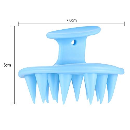 2 Masajeador de Cuero Cabelludo, Cepillo de Champú Plástico con Cabeza de Silicona para Limpiar Pelo Caspa Ducha con Cerda de Silicona Flexible para Relajar Cuero Cabelludo, Limpiar Pelo (Azul, Rosa)