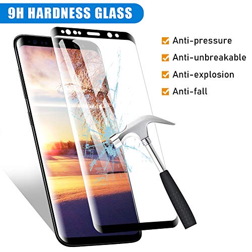 [2 Pack] Amonke Protector de Pantalla para Samsung Galaxy S8 Cristal Templado, 3D Curvado Completa Cobertura, 9H Dureza, Alta Definicion, Vidrio Templado Screen Protector para Samsung Galaxy S8