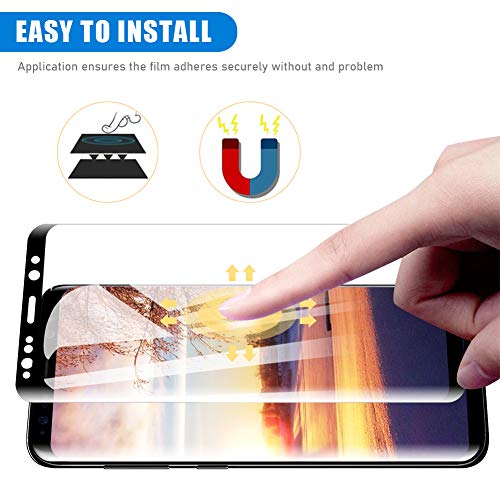 [2 Pack] Amonke Protector de Pantalla para Samsung Galaxy S8 Cristal Templado, 3D Curvado Completa Cobertura, 9H Dureza, Alta Definicion, Vidrio Templado Screen Protector para Samsung Galaxy S8