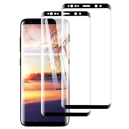 [2 Pack] Amonke Protector de Pantalla para Samsung Galaxy S8 Cristal Templado, 3D Curvado Completa Cobertura, 9H Dureza, Alta Definicion, Vidrio Templado Screen Protector para Samsung Galaxy S8