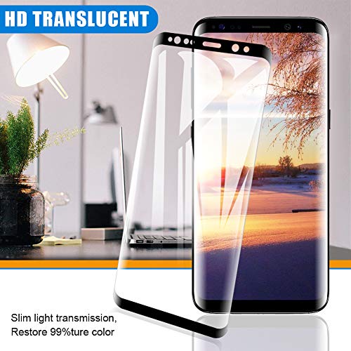 [2 Pack] Amonke Protector de Pantalla para Samsung Galaxy S8 Cristal Templado, 3D Curvado Completa Cobertura, 9H Dureza, Alta Definicion, Vidrio Templado Screen Protector para Samsung Galaxy S8