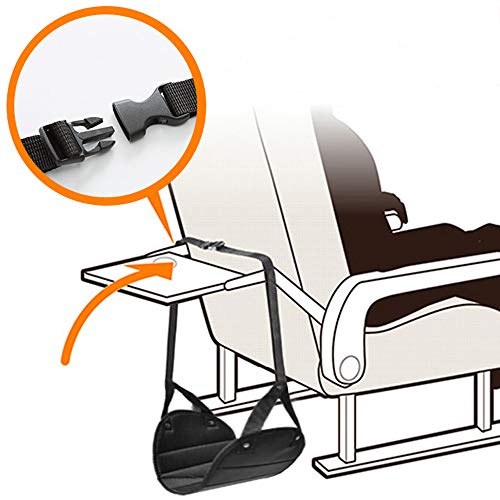 2 Paquete de Reposapiés Portátil, Accesorios de Viaje de Altura Ajustable de Viaje YuCool Reposapiés para Avión Tren de Oficina de Viaje Autobús-Negro