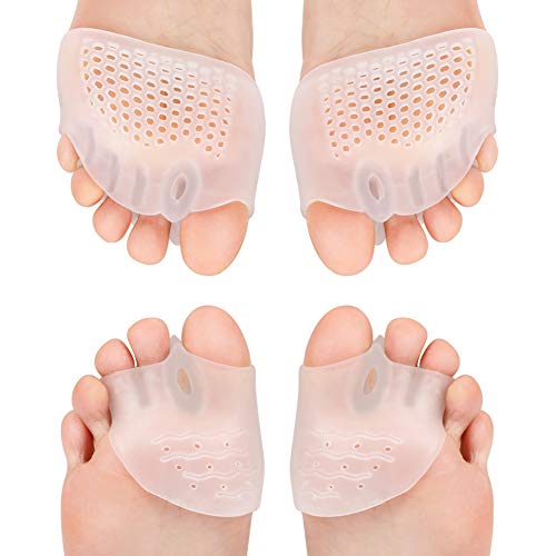 2 Pares Almohadillas metatarsianas para separador de dedos de gel, espaciador de juanetes para los pies con ortesis superpuestas, dedos de martillo, alivio del dolor de juanetes para pies descalzos