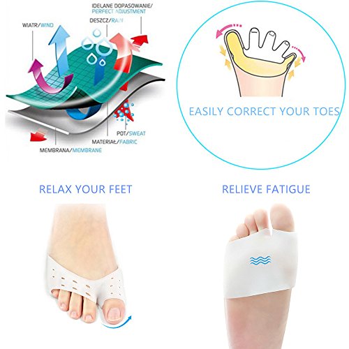 2 pares de almohadillas de pie para cojines de metatarsianos alivio del dolor. Almohadilla de soporte de pies de gel de silicona para el neuroma de Morton, fascitis plantar y metatarsalgia.