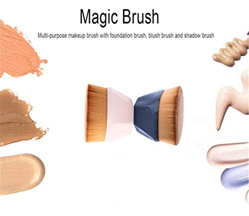 2 pcs High-Density Seamless Magic Foundation Brush BB Cream Petal No Trace Makeup Brushes Loose Powder (Black+Pink)