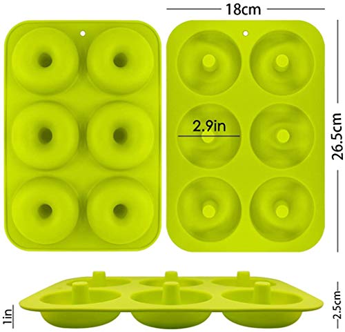 2 Pcs Moldes de Silicona para Donuts, 6 Cavidades, Molde para Pasteles Molde para Hornear Molde para Donut,per Magdalenas Gelatina Galletas