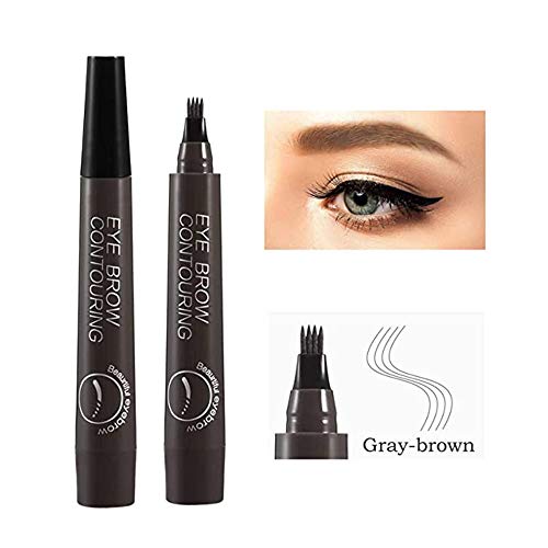 2 Piezas 4 Puntos Lápiz de Cejas, Horquilla Líquida Para Maquillaje de Ojos, Para el Maquillaje Ocular, Maquillaje Fácil de Quitar(Negro, Marrón)
