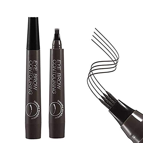 2 Piezas 4 Puntos Lápiz de Cejas, Horquilla Líquida Para Maquillaje de Ojos, Para el Maquillaje Ocular, Maquillaje Fácil de Quitar(Negro, Marrón)