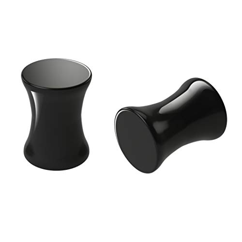 2 Piezas 6mm 2g Negro Acrílico Medidor de Doble Ensanchamiento Tapón de Oreja Esparcidor Expander Calibradores Lóbulo 10mm