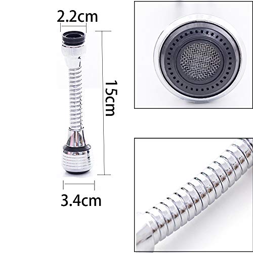 2 Piezas Aireador Flexible de Grifo,Boquilla de Grifo con Tubo de Extensión, Manguera Aereador,cabezal Giratorio de 360 Grados,para Regulador de Chorro Cocina,Baño