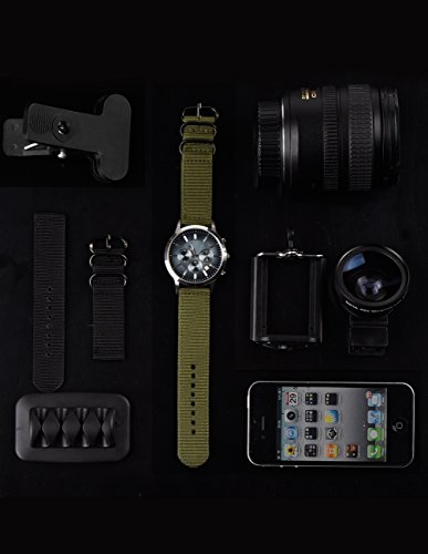 2 Piezas de 22 mm Reemplazo de Nylon Correa de Reloj Nylon Mira Bandas, Ejército Verde y Negro