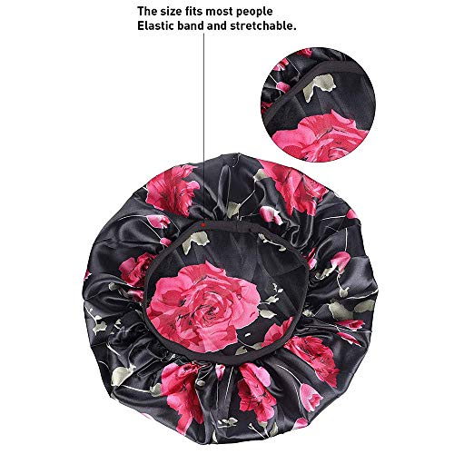 2 Piezas de Gorro de Satén de Banda Ancha Gorra de Dormir de Noche Suave para Mujeres y Chicas,Adecuado Para Gorras de Maquillaje, Cáncer, Quimioterapia, Pérdida de Cabello