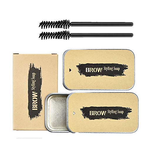 2 Piezas Jabón para Cejas, Eyebrow Soap Kit, Gel para Jabones de Cejas en 3D Crema, con Cepillo Jabón para dar Forma a Las Cejas,Impermeable de Larga Duración