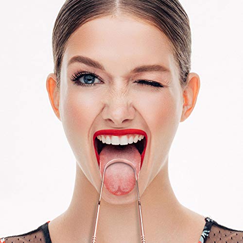 2 piezas Limpiadores de Lengua de Acero, Inoxidable Raspador de Lengua Previene la Halitosis, Ayurvédico Cepillo de Lengua Promoción de la Salud Bucal - con Bolsas de Cordón Impermeables