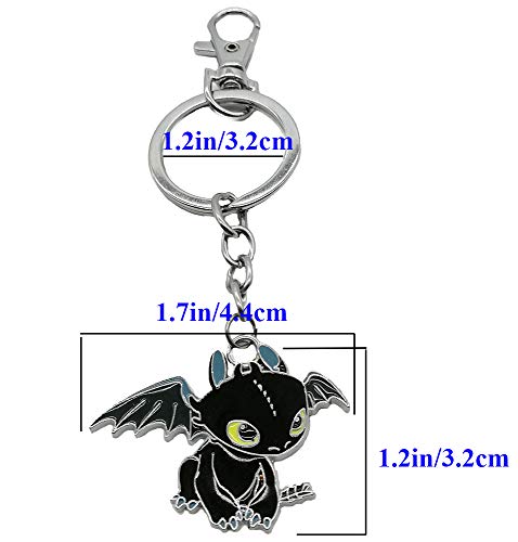 2 Piezas Llavero para Parejas en Forma Dragón Amante Llavero Colgante Toothless de Aleación Keychain Metal para los Amantes Regalo del Día de San Valentín y Aniversario (Negro + Blanco)