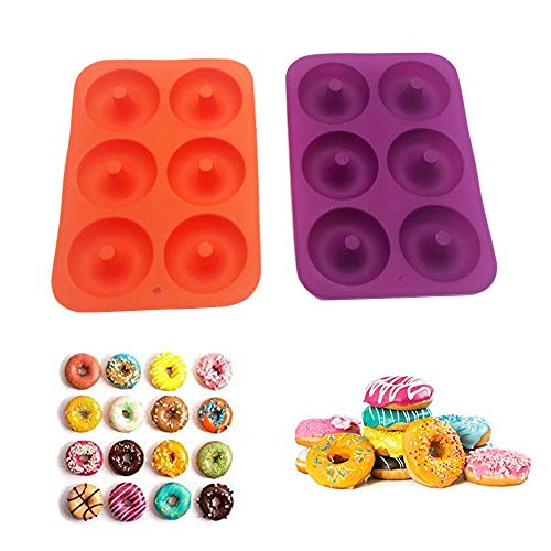 2 Silicona Donut Moldes de Silicona,2 Waffle Mold Silicona Horno Cacerola para Hornear Galletas para Tarta Muffin Cocina Herramientas Accesorios de Cocina