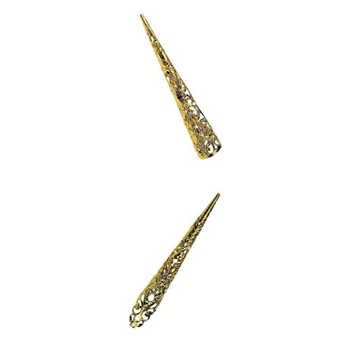 2 Unids Accesorio Decorativo de Uñas para Manicura Estilo Chino Antiguo de Familia Real para Fiesta de Disfraz, Obra de Teatro, Oro