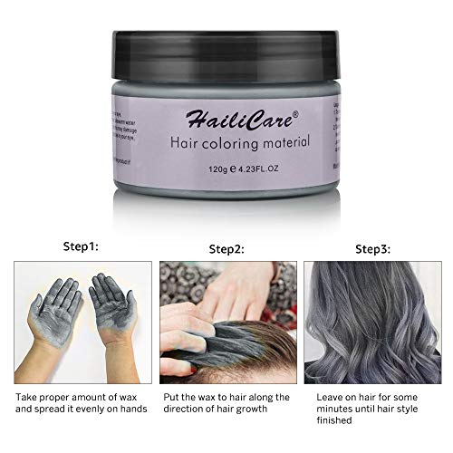 2 x 120 g Cera Cabello, Cera Pelo Colorante del Cabello -Tinte del Pelo Temporal Gris Plata, Crema Para Colorante Pelo Temporal,Silver Gray Hair Color Wax 4.23 onzas(Morado y Plata Gris)