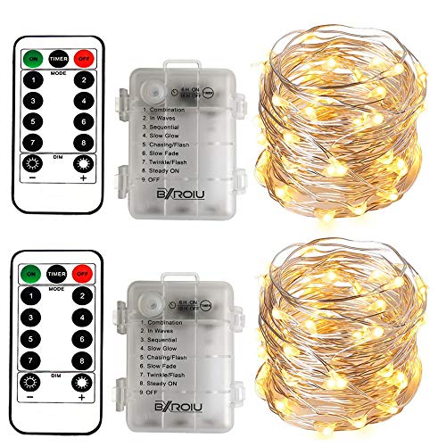 2 x 50LEDs Guirnalda Luces Cadena AA batería 8 programa (Blanco cálido)