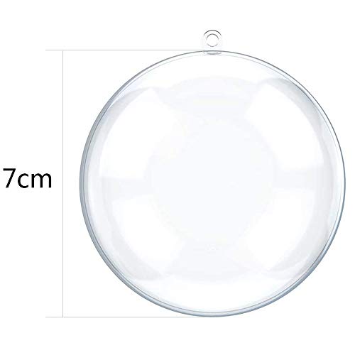 20 Piezas Bolas Navidad, Bolas Plástico Transparente Bolas Redondas, para árbol Navidad, Decoración, Caja Dulces, Decoración Regalo, 7 cm