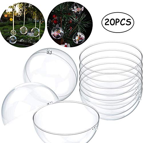 20 Piezas Bolas Navidad, Bolas Plástico Transparente Bolas Redondas, para árbol Navidad, Decoración, Caja Dulces, Decoración Regalo, 7 cm