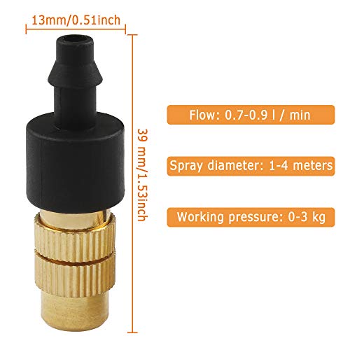 20 Piezas Boquilla Latón Ajustable, Boquilla Atomizadora, Boquillas de Nebulización de Cobre Apto para Sistemas de Manguera de Herramientas de Jardín