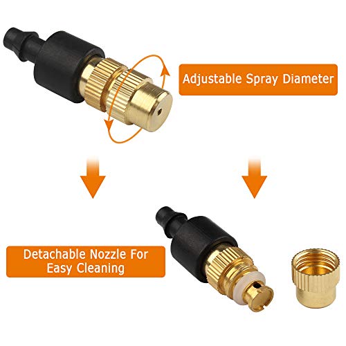 20 Piezas Boquilla Latón Ajustable, Boquilla Atomizadora, Boquillas de Nebulización de Cobre Apto para Sistemas de Manguera de Herramientas de Jardín