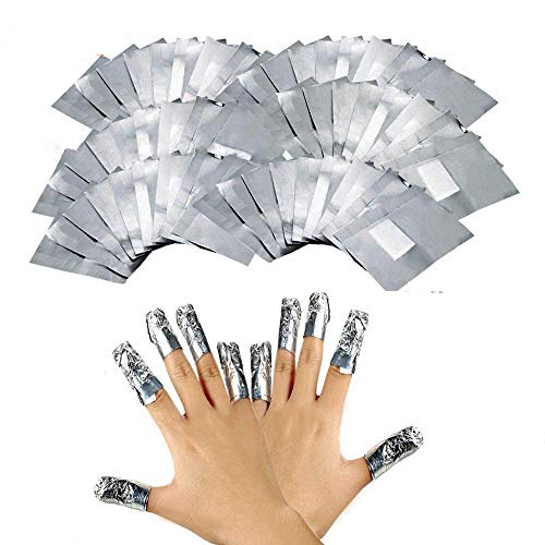 200 Pcs Quitaesmalte de Papel de Aluminio,Herramienta de Limpieza para Remover el Gel de Uñas Acrílico Nail,Removedor de Uñas de Gel