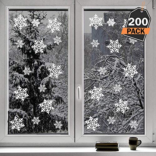 200 Pegatinas Decorativas de Copo de Nieve para Adorno Navideño – Accesorio de Decoración para Navidad – Articulo de Apoyo para Decorado de Festividad – Regalo y Ornamento Festivo para Ventanas