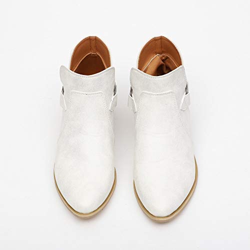 2019 Botines de Mujer Botines TacóN Ancho Altas para Mujer OtoñO Botines CuñA con Hebilla Botas Chelsea Casual Zapatos De Punta SeñOra Botas para Mujer Invierno de Vestir ZARLLE