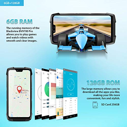 【2020】 Blackview BV9700 Pro Moviles Resistentes Android 9.0 Helio P70 Dual SIM 4G, 6GB RAM+128GB ROM, 16MP+8MP+16MP, 5.84” FHD+Visión Nocturna Rugged Phone, Pulsómetro/Medidor de Calidad de Aire-Gris