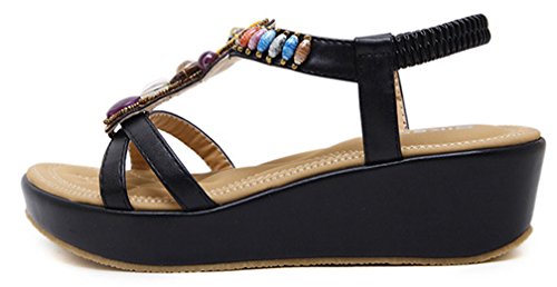2020 Sandalias Mujer Chanclas Tacon de Cuña Plataforma del Verano Cómodos Zapatos Bohemias Las Sandalias Planas