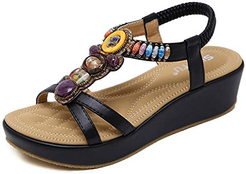 2020 Sandalias Mujer Chanclas Tacon de Cuña Plataforma del Verano Cómodos Zapatos Bohemias Las Sandalias Planas