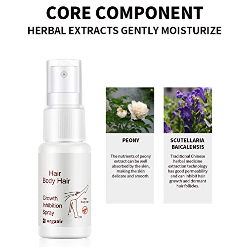 20ml Inhibidor de pelo sin dolor del crecimiento del pelo detener el rociado Depilación spray no irritante para la eliminación del vello facial Inhibidor de la pierna del brazo Hombres Mujeres