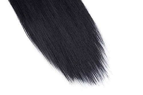 22"(55cm) Coleta Postiza Pelo Sintético Se Ve Natural con Cinta Extensiones de Cabello Clip Cola Postiza Pelucas Postizos Lisa Rizada Ondulada Larga (90g,Negro)