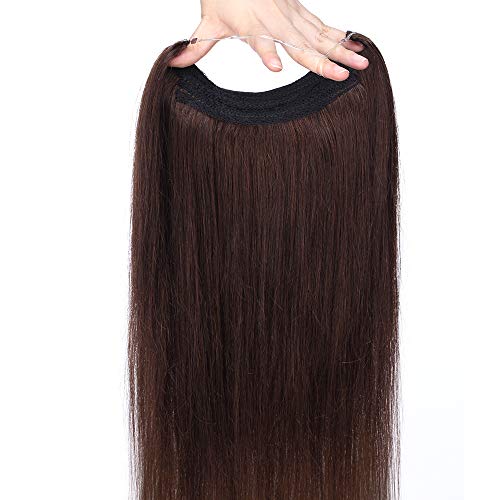 22"(55cm) Extensiones de Pelo Natural con Doble Hilo Invisible(Más Volumen) 100% Remy Cabello Natural Humano Sin Clip Liso Una Pieza (120g,#2 Castaño Oscuro)