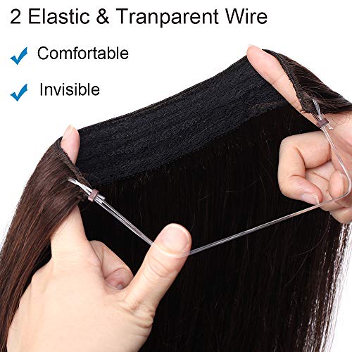 22"(55cm) Extensiones de Pelo Natural con Doble Hilo Invisible(Más Volumen) 100% Remy Cabello Natural Humano Sin Clip Liso Una Pieza (120g,#2 Castaño Oscuro)