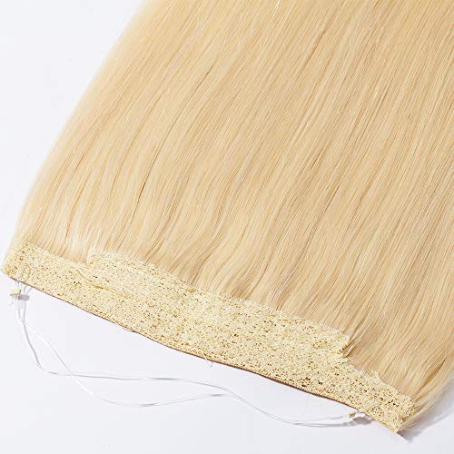 22"(55cm) Extensiones de Pelo Natural con Doble Hilo Invisible(Más Volumen) 100% Remy Cabello Natural Humano Sin Clip Liso Una Pieza (120g,#613 Blanqueador Rubio)