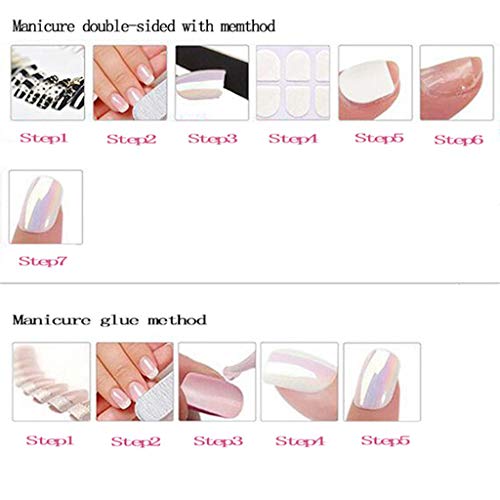 24 Piezas Lustroso Uñas Falsas Elegante Uñas Postizas Corto, Artificiales Francés Estilo Cobertura Total Acrílico Clavos Falsos con Pegamento, Uñas Postizas Naturales para Mujeres y Niñas
