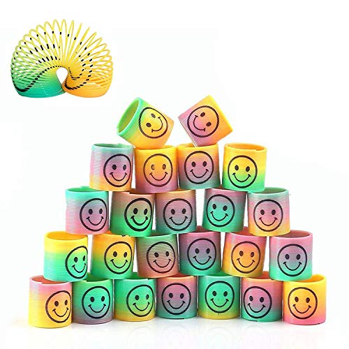 24 Piezas Mini Juguetes de Muelle de Arco Iris, Mágico Colorido Muelles Ideales para Cumpleaños Regalos de Fiestas Infantiles, Rellenar Bolsas de Fiesta, Calcetines de Navidad, Premios de Clase