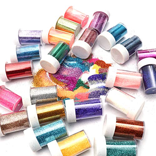 24 Piezas Purpurina Fina - 10g Purpurina Polvo - Purpurina para Uñas - Purpurina Manualidades - Decorar Purpurina para Uñas, Cara, Hacer Tarjetas - Polvo de Purpurina - Purpurina Maquillaje