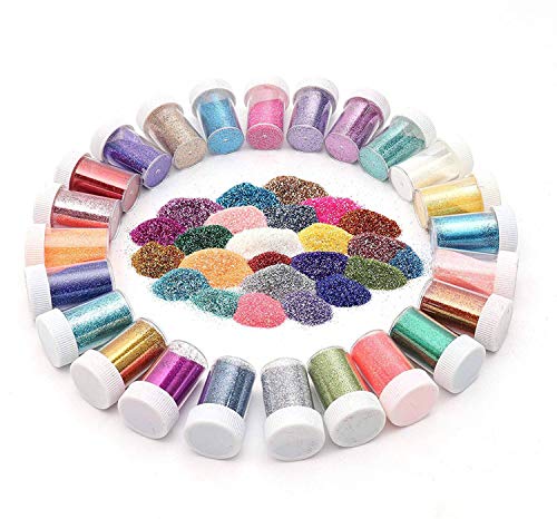 24 Piezas Purpurina Fina - 10g Purpurina Polvo - Purpurina para Uñas - Purpurina Manualidades - Decorar Purpurina para Uñas, Cara, Hacer Tarjetas - Polvo de Purpurina - Purpurina Maquillaje