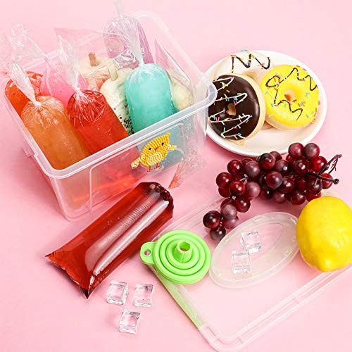 240 Bolsas de Paletas de Hielo Bolsa de Molde de Helado de Paleta Desechable Bola de Caramelo de Hielo de Plástico con Embudo de Silicona para Hacer Paletas de Helado Yogur Polo Caramelo